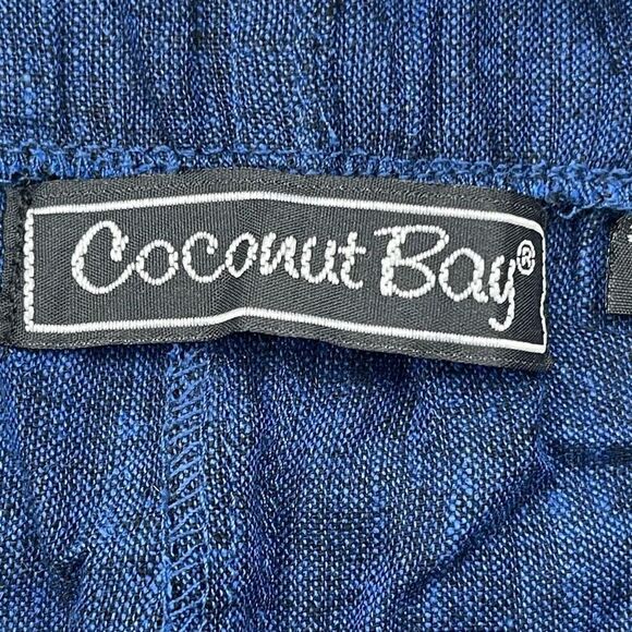 COCONUT BAY 2 Piece Outfit Set Women's Medium Blue Linen Blend Shirt and Pants - Picture 16 of 16